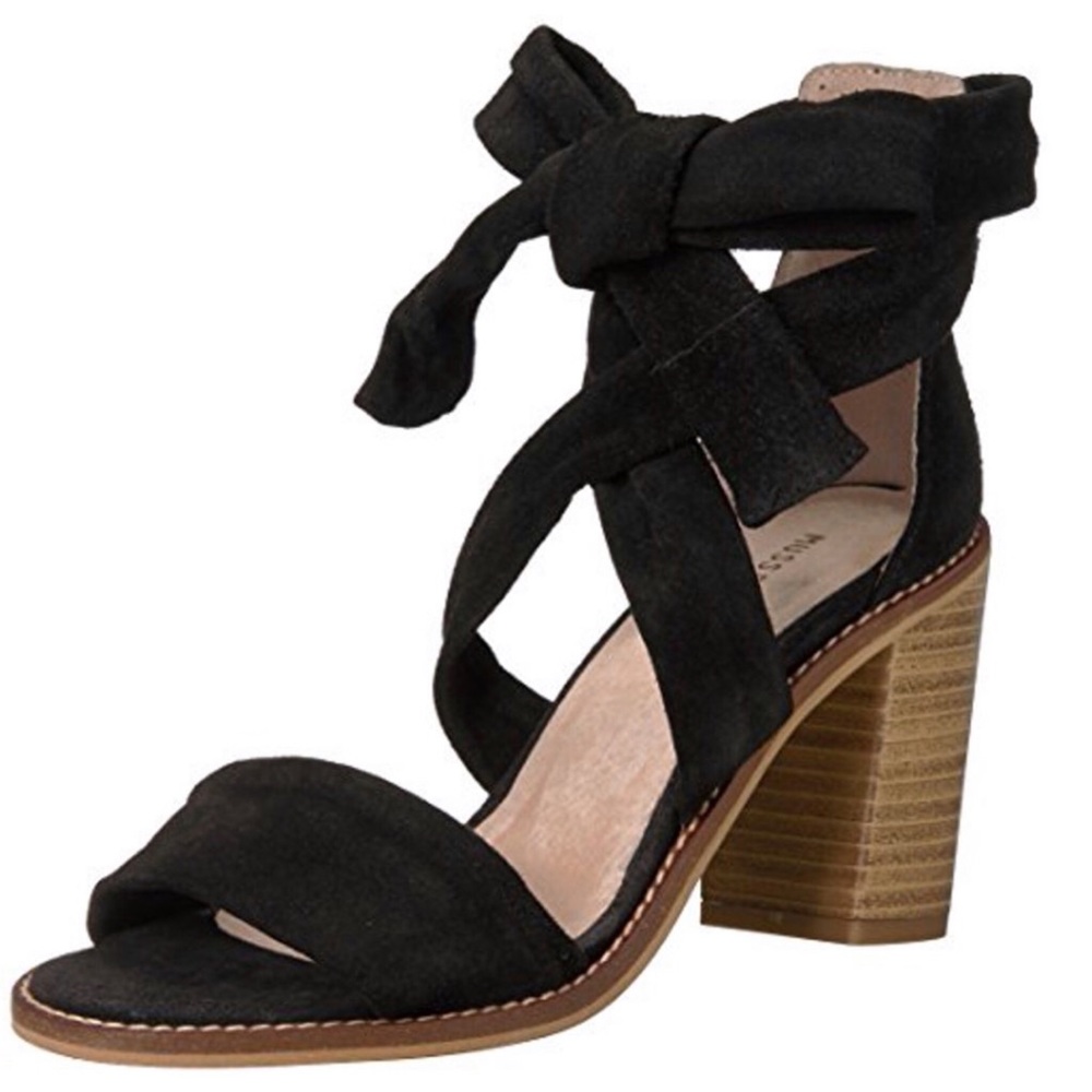 Musse & Cloud Jacy Black Suede Stacked Heels